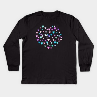 Valentines Multicolored Love Hearts Gum Pink Kids Long Sleeve T-Shirt